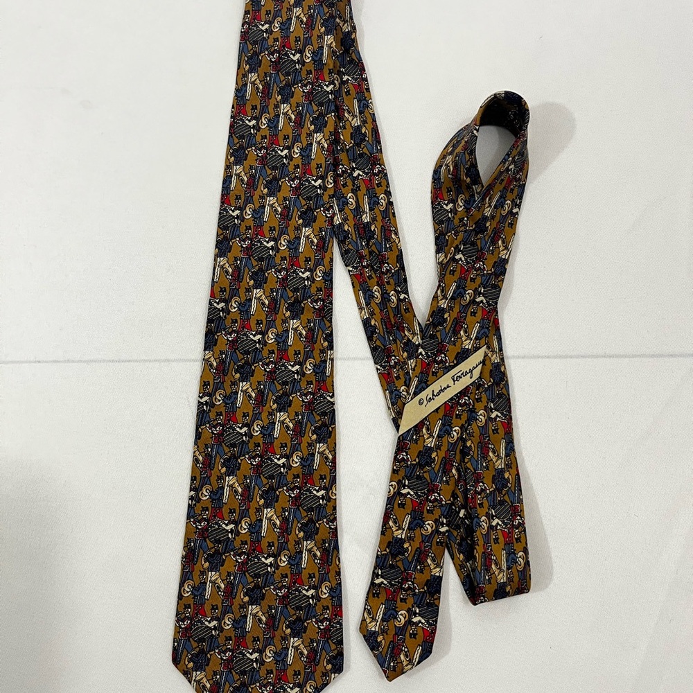 Ferragamo Marching Band Silk Neck Tie - Picture 3 of 9